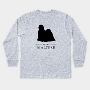 Maltese Black Silhouette Kids Long Sleeve T-Shirt
